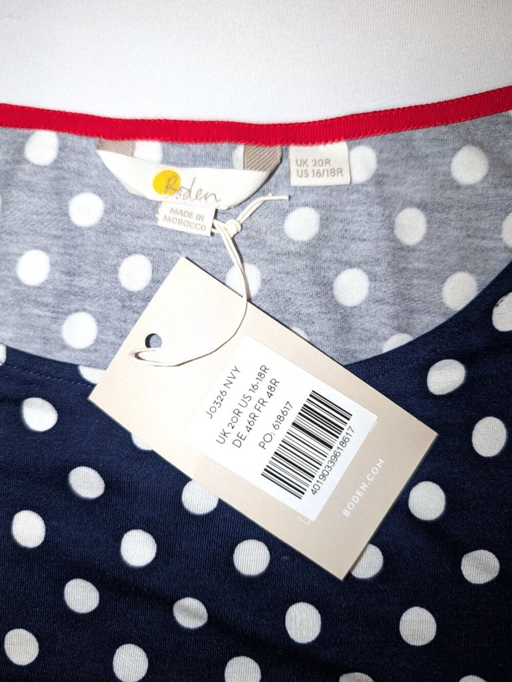 NWT Boden Amelie Jersey Dress Navy Polka Dot |  Size US 16/18R - Picture 6 of 14